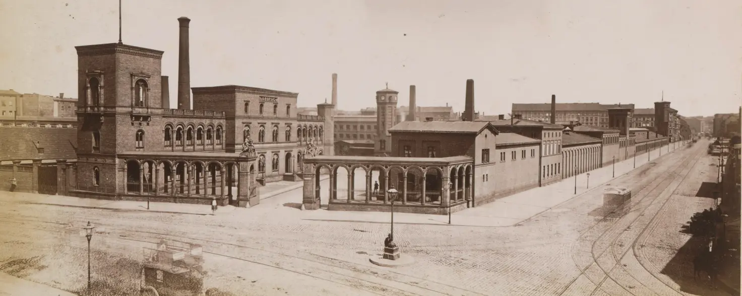 Berlin-Mitte 1875: Borsigs Maschinenbauanstalt an der Chausseestraße beim Oranienburger Tor.