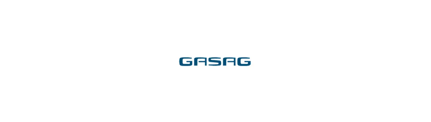 Das GASAG Logo, innerhalb des Logos steht: Neu denken,mit voller Energie